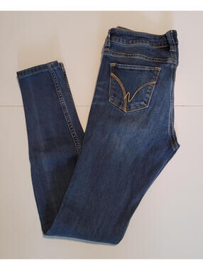Warehouse One Women’s Skinny Jeans Size 26 Reg Distressed Dark Wash Stretch Deni